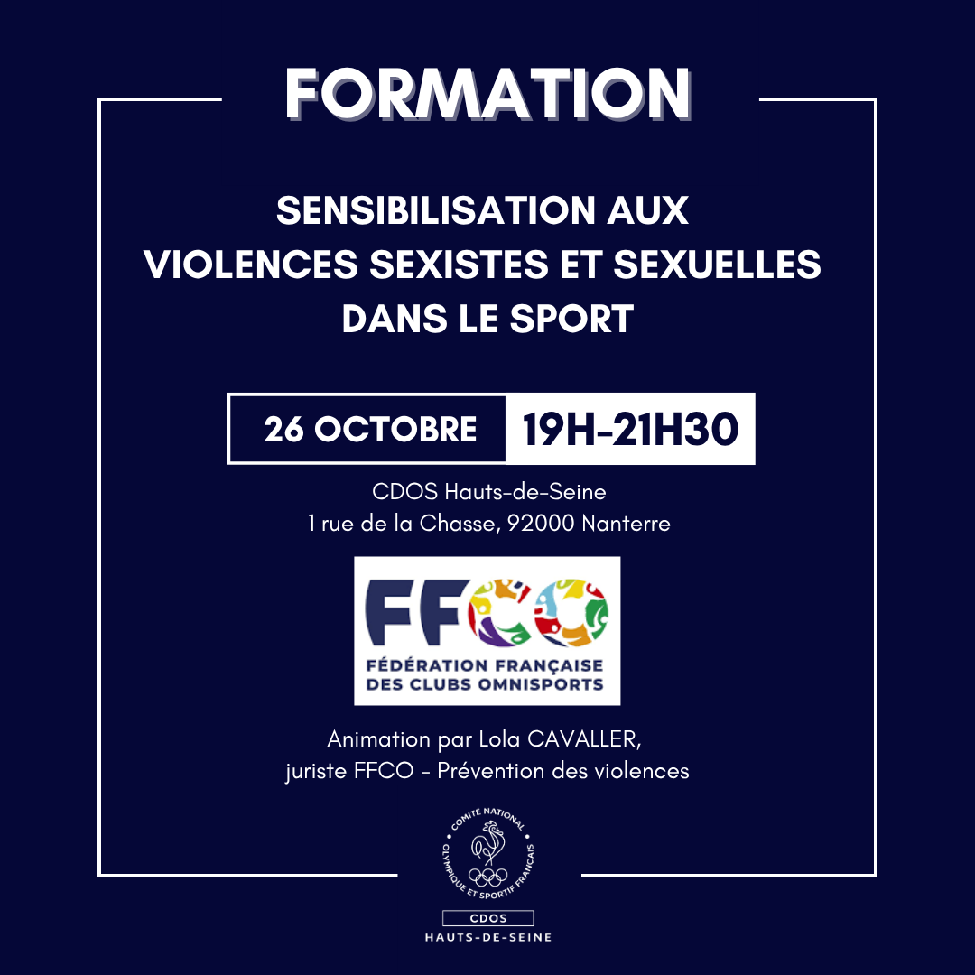 Formation sensibilisation aux violences sexistes et sexuelles dans le sport - 26 octobre